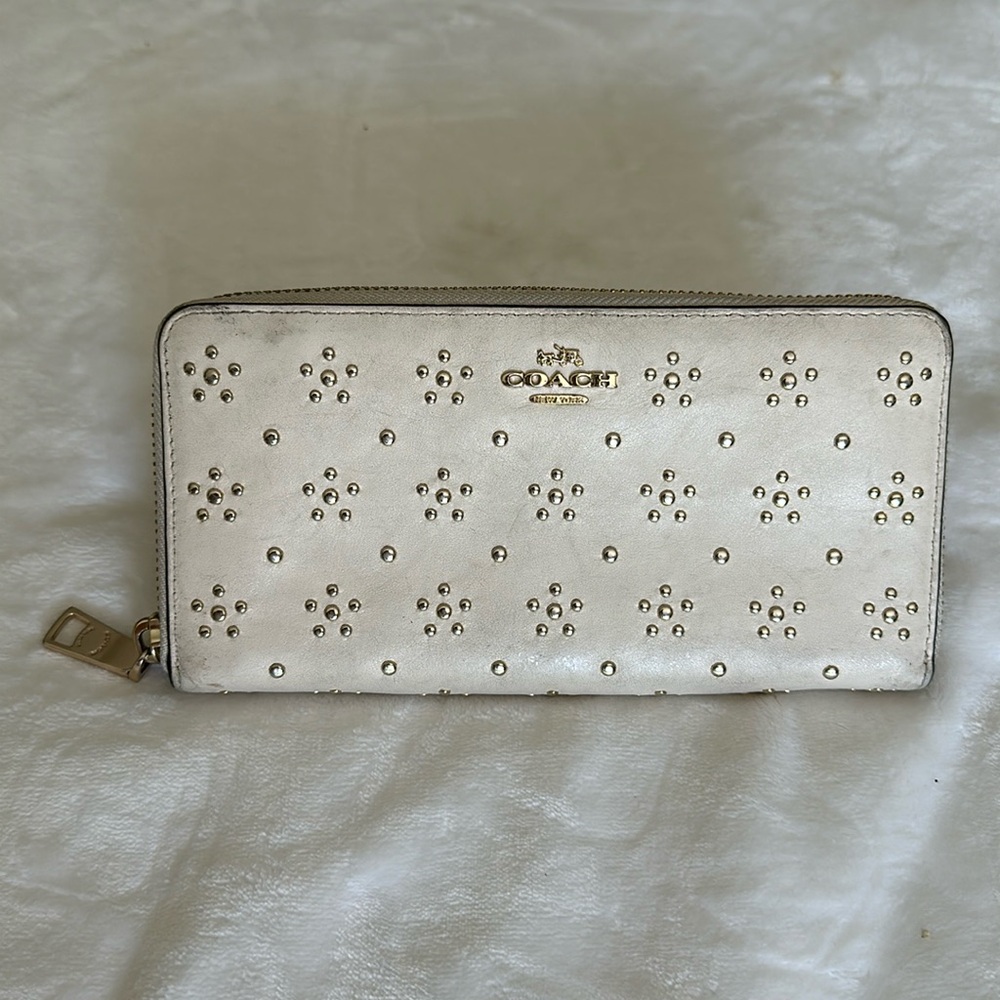 Coach wallet with gold accent studs